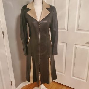 Genuine Leather Coat Women's Midi/long, Black, Size Small